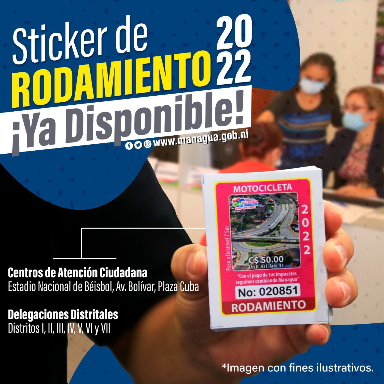 Anuncian sticker de rodamiento 2022 en managua