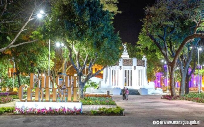 El Parque Central de la ciudad de Managua