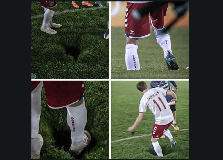 Investigan misterioso agujero que se abrió en estadio donde jugaban Austria y Dinamarca