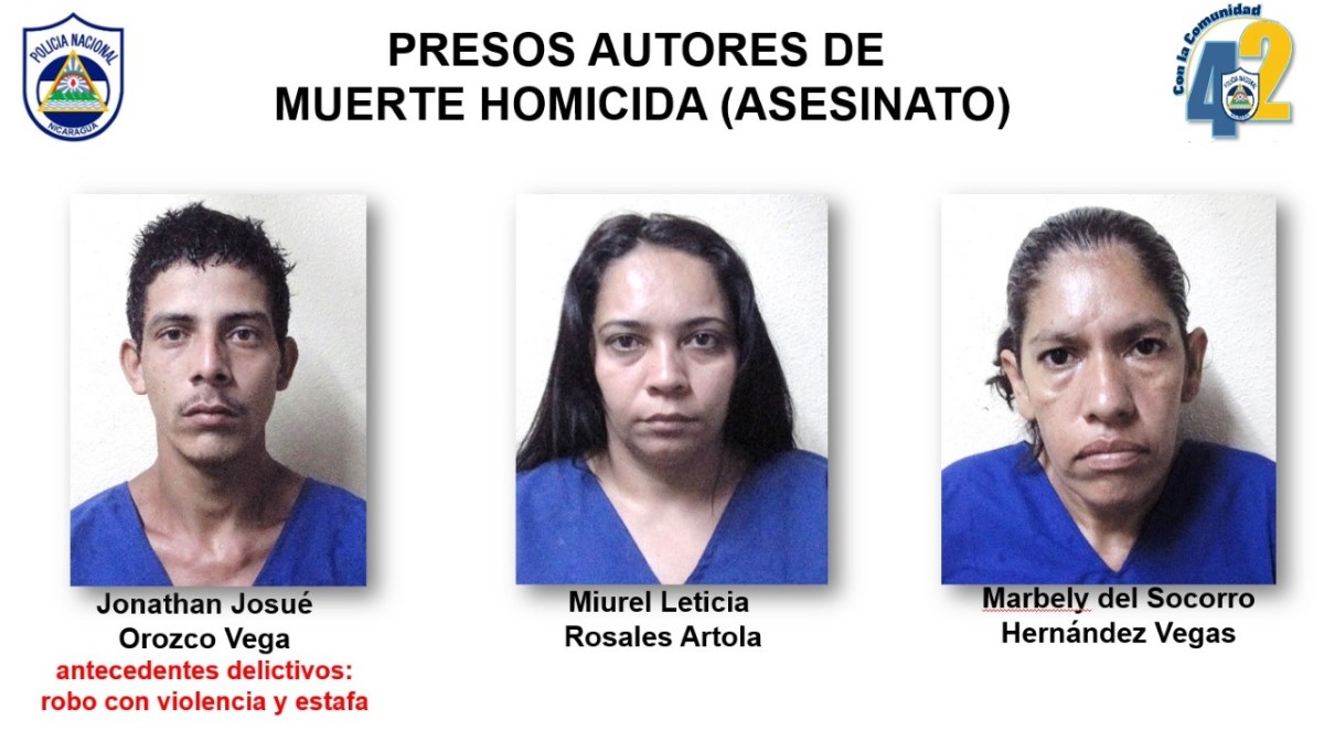 Jonathan Josué Orozco Vega, Marbellí del Socorro Hernández Reyes, de 35; Muriel Leticia Rosales Artola