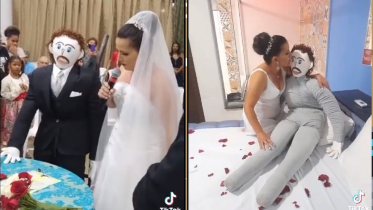 Mujer se casa con un muneco de trapo en brasil
