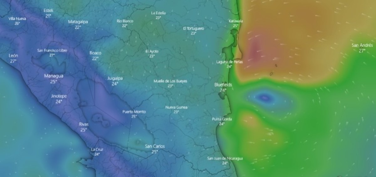 Modelo GFS tormenta tropical podría impactar Nicaragua el próximo viernes en horas de la noche