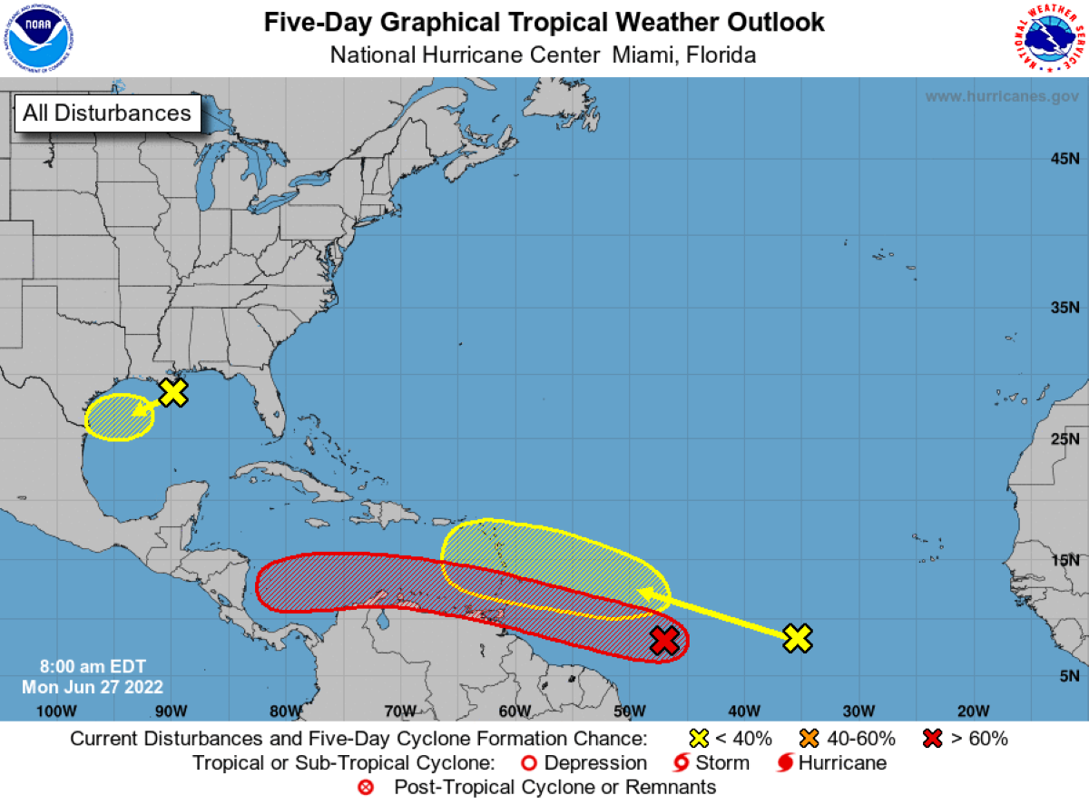 Pronóstico de los próximos días del Centro Nacional de Huracanes de EE.UU.