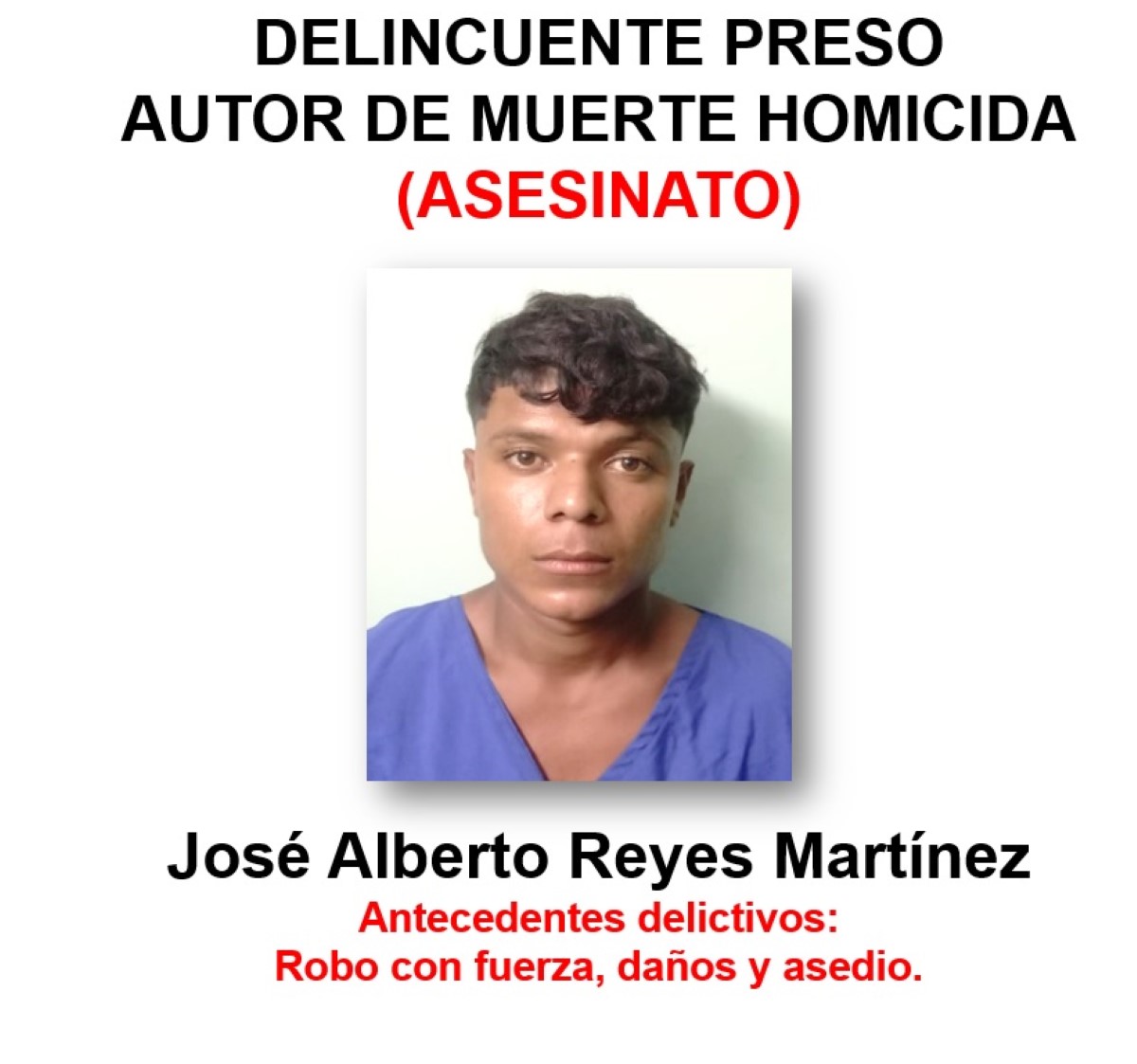 El delincuente José Alberto Reyes Martínez