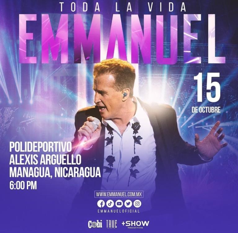 El cantante Emmanuel visitará Nicaragua este 15 de octubre