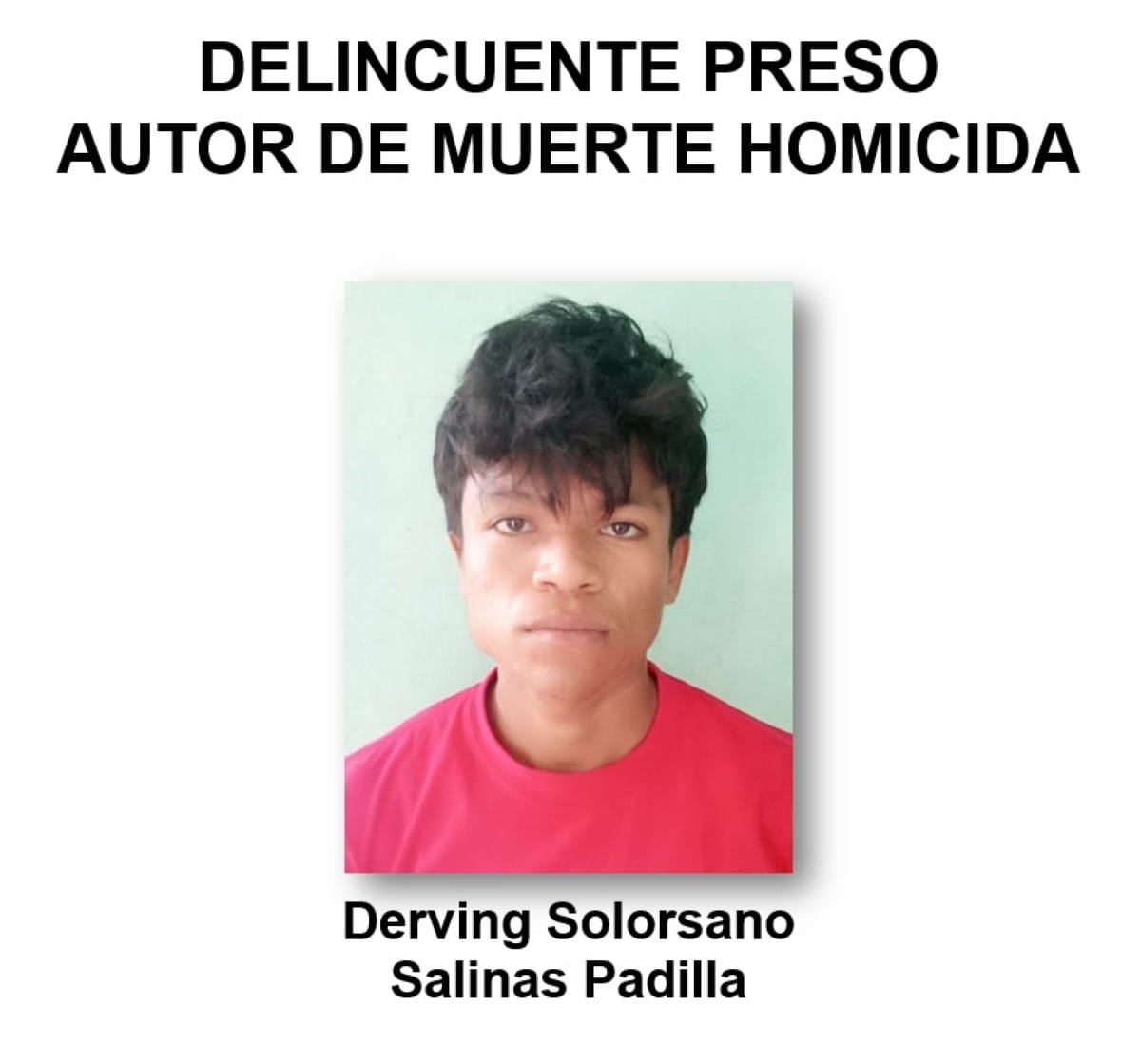 Derving Solórsano Salinas, de 20 años