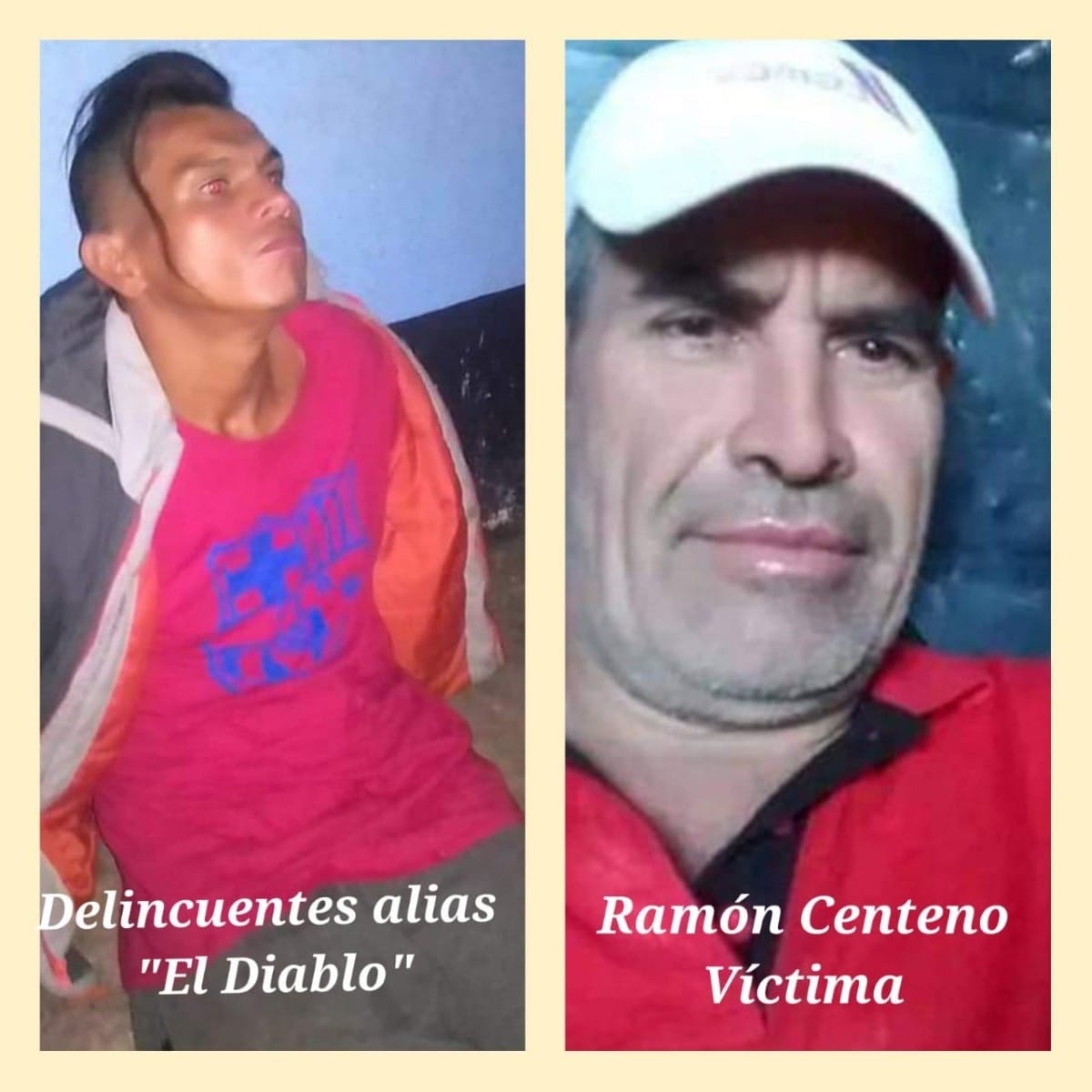 El asesino El Diablo (izquierda) mató a Ramón Centeno, de 51 años (derecha)