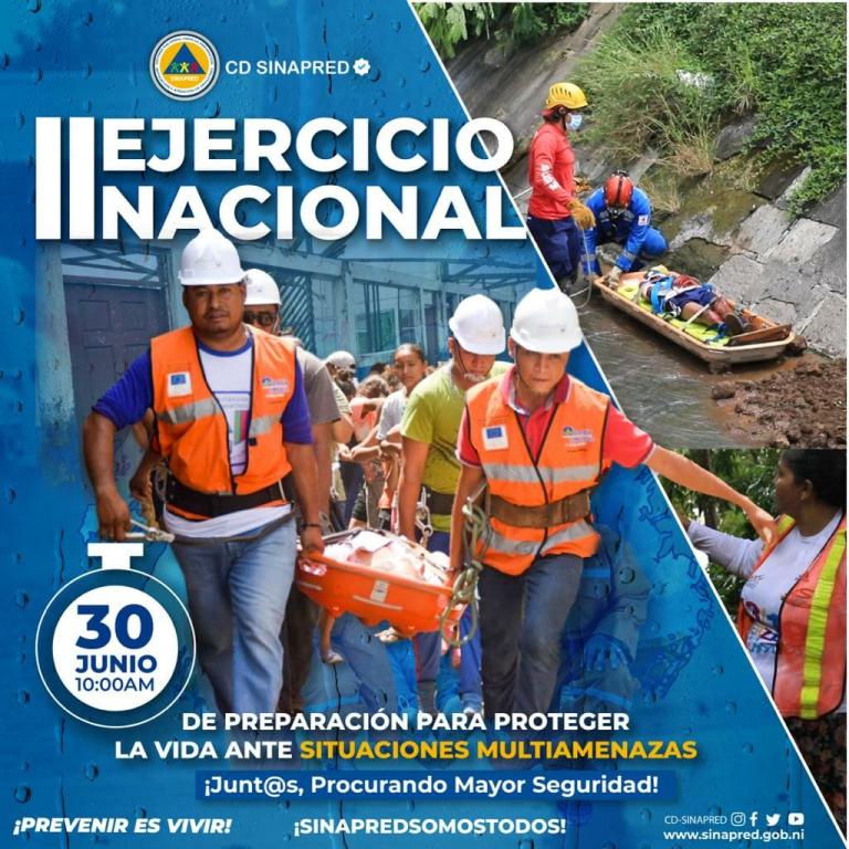 SINAPRED invita a participar del II Ejercicio Nacional Multiamenazas este 30 de junio