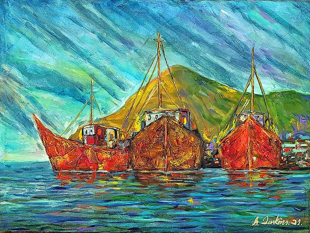 Barcos de mi Puerto, pintura del artista nicaragüense Jorge Jenkins