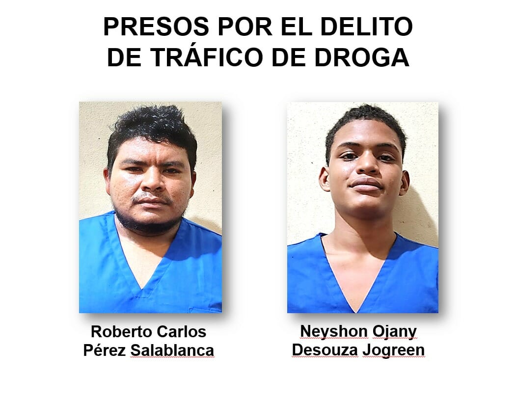 Los capturados Roberto Carlos Pérez Salablanca y Neyshon Ojany Desouza Jogreen