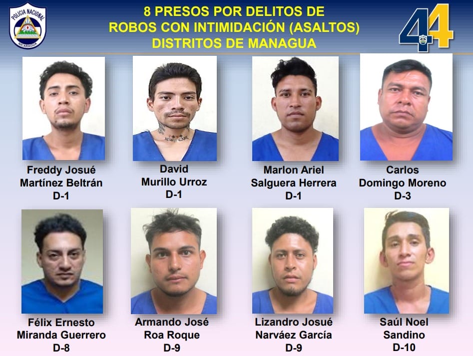 Freddy Josué Martínez Beltrán, David Murillo Urroz, Marlon Ariel Salguera Herrera, Carlos Domingo Moreno, Félix Ernesto Miranda Guerrero, Armando José Roa Roque, Lizandro Josué Narváez García y Saúl Noel Sandino