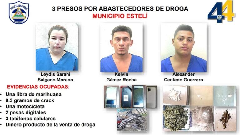 Tres vendedores de marihuana y crack son puestos en prisión en Estelí