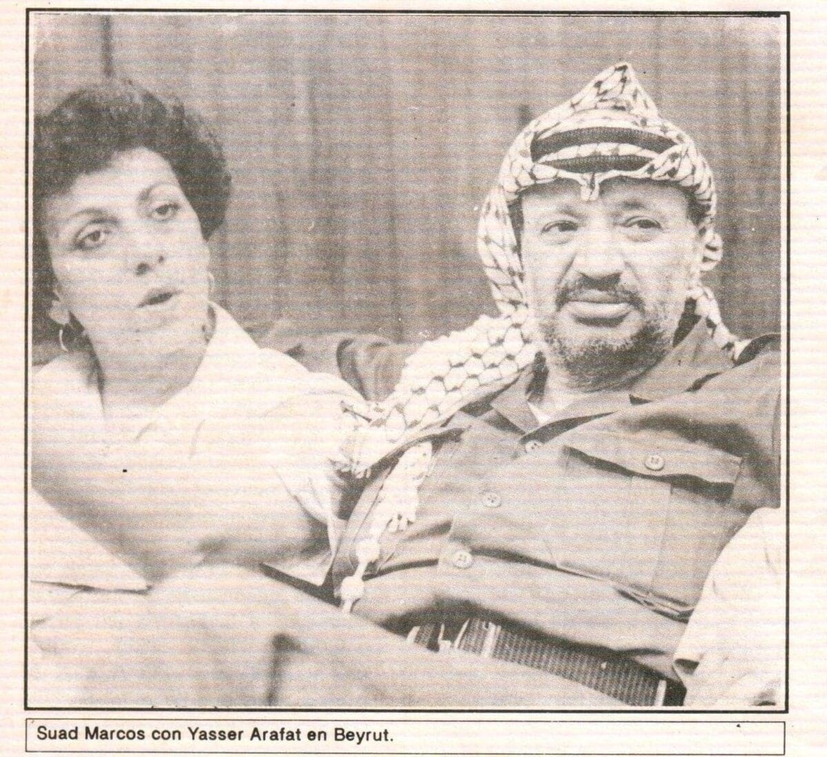 Suad Marcos Frech con Yasser Arafat en Beirut, Líbano