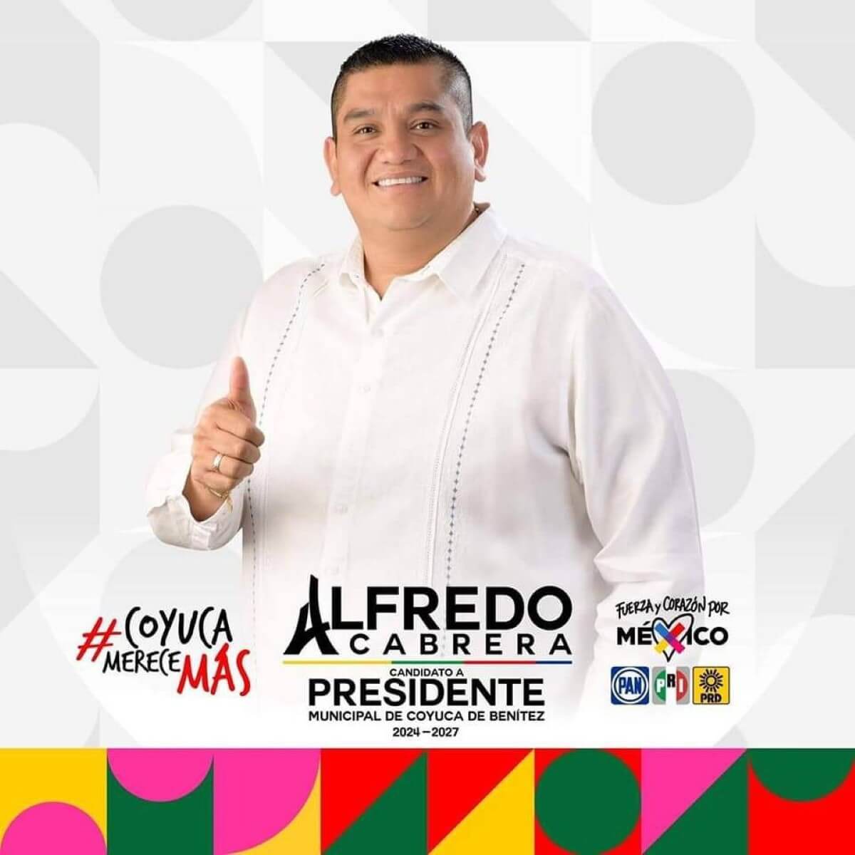 El candidato José Alfredo Cabrera Barrientos para la alcaldía del municipio de Coyuca de Benítez en Guerrero