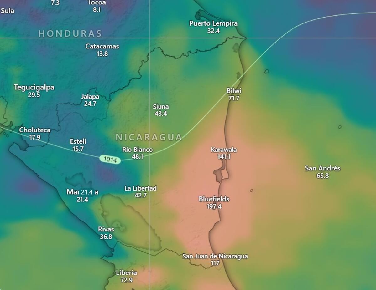 Trayectoria de la Primera Onda Tropical del 2024 en Nicaragua