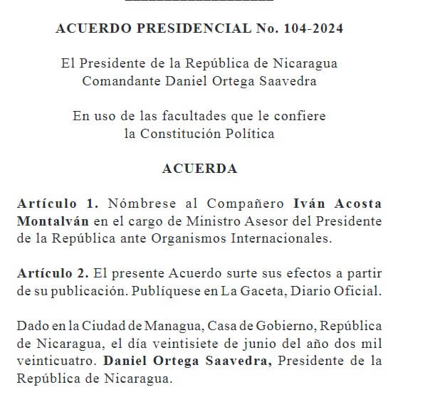 Acuerdo Presidencial No. 104-2024