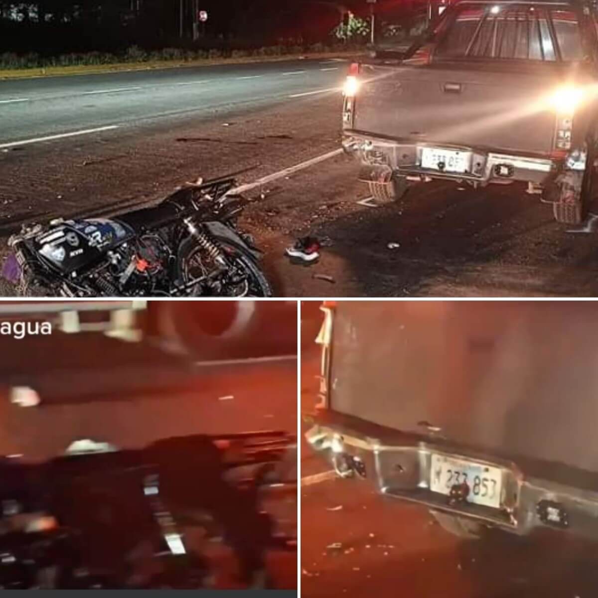 Joven al borde de la muerte tras impactar con camioneta en Managua