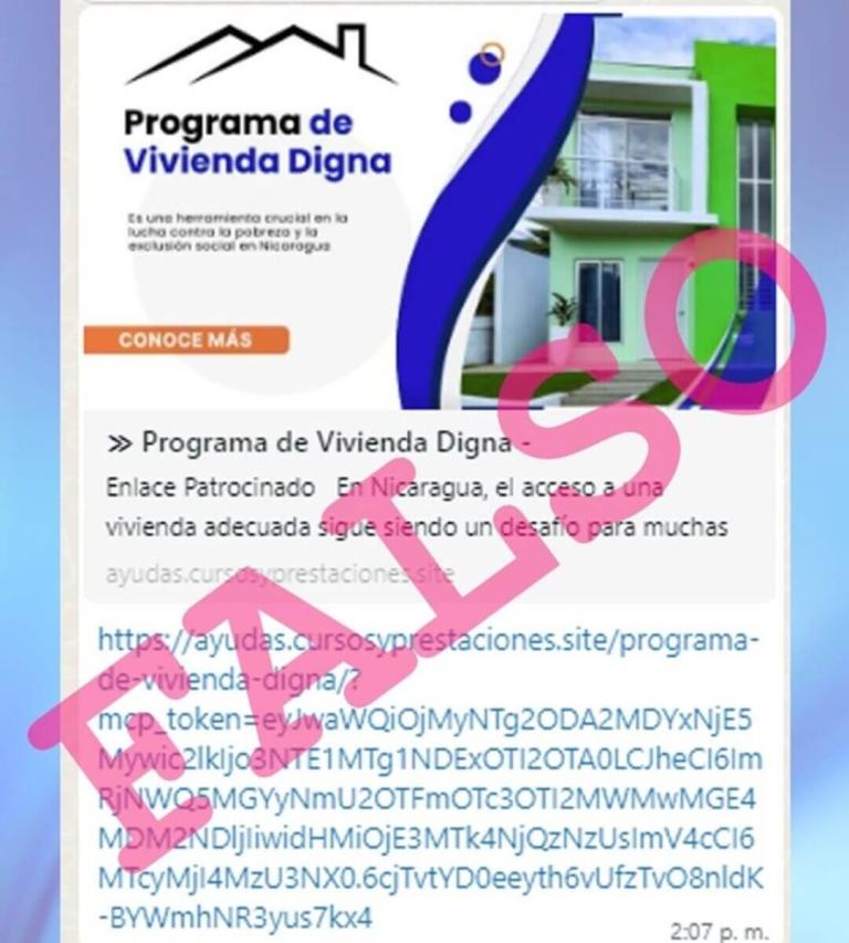 INVUR alerta a familias nicaragüenses sobre estafas a través de sitios web no autorizados