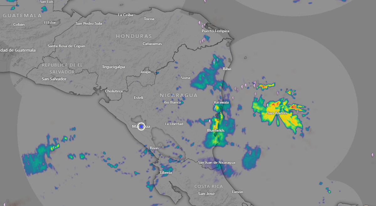 Alerta meteorológica: Onda Tropical número 19 llega a Nicaragua. Foto Windy