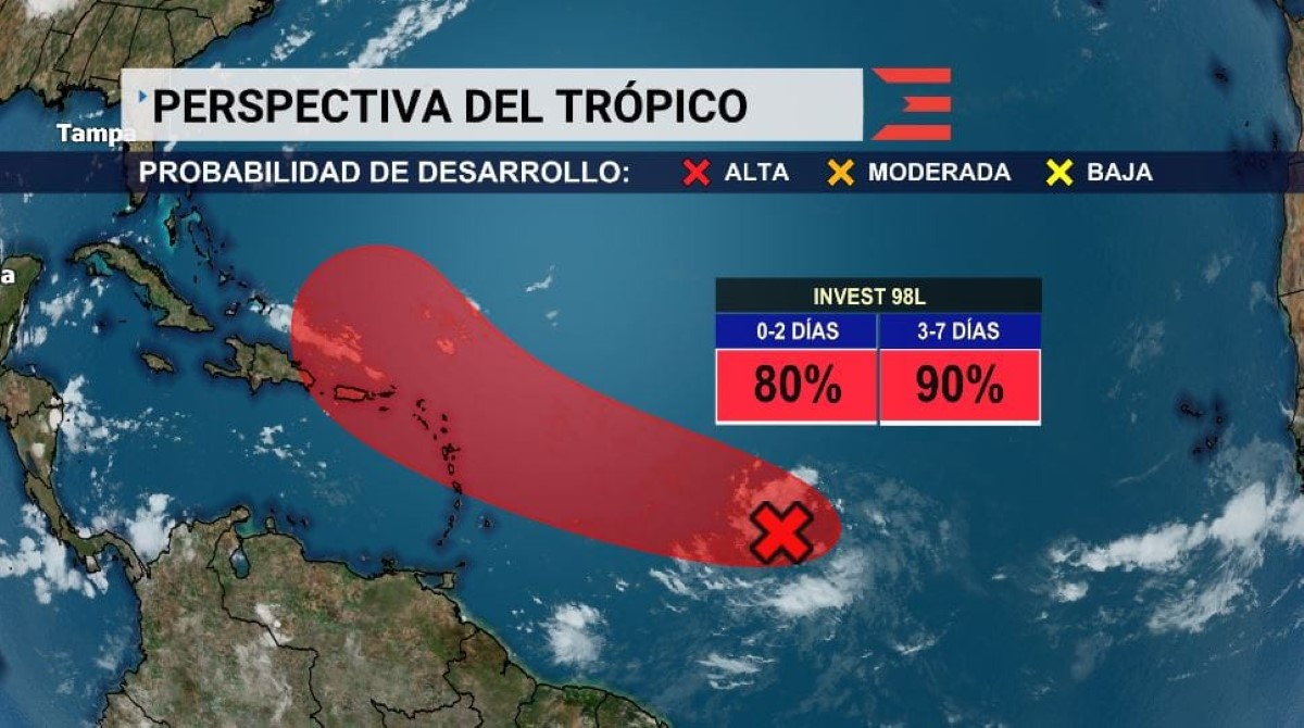 Alerta ciclón tropical: Invest 98L fortaleciéndose