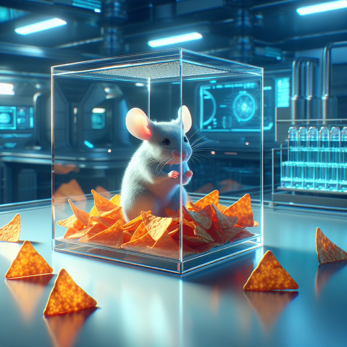 Innovación científica en ratones transparentes con colorante de Doritos