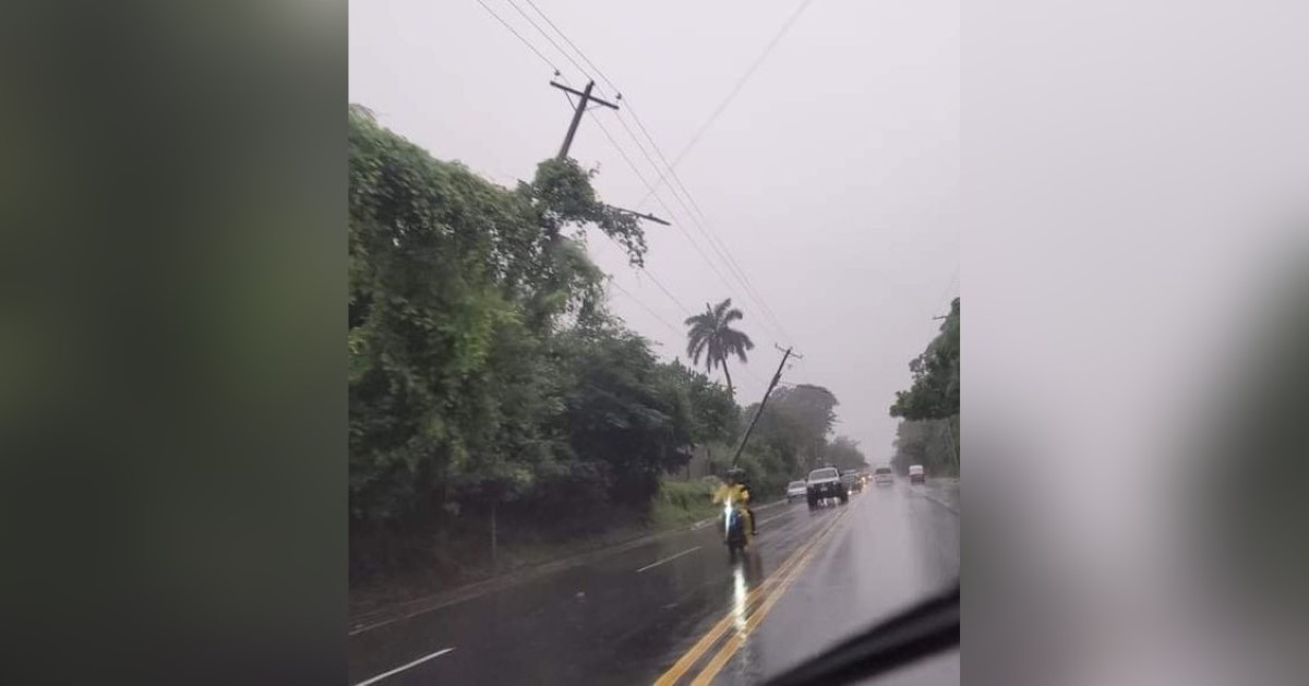 ¡Precaución! Postes de tendido eléctrico a punto de caer en Carretera Sur