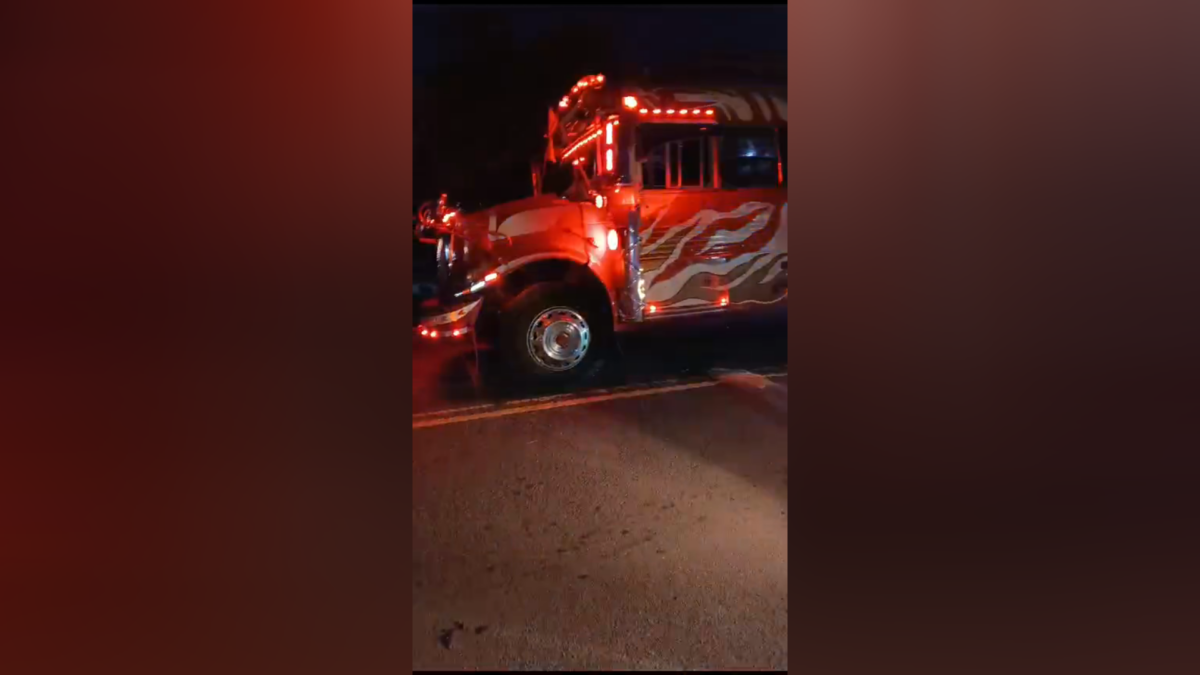 Los ocupantes de la motocicleta se estrellaron contra este autobus