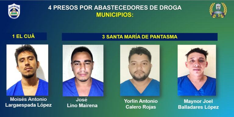 Cuatro pushers son arrestados con 35 libras de marihuana en Jinotega