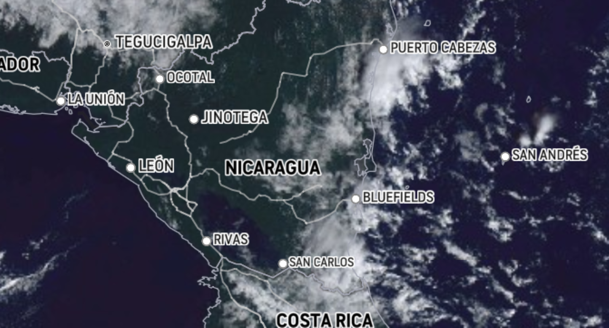 Previsión del tiempo en Nicaragua para el 24 de octubre: vaguada y lluvias en la costa caribeña