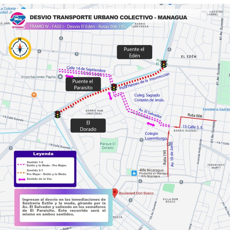 A partir del 6 de noviembre habrán restricciones viales entre Puente El Paraisito y semáforos El Dorado