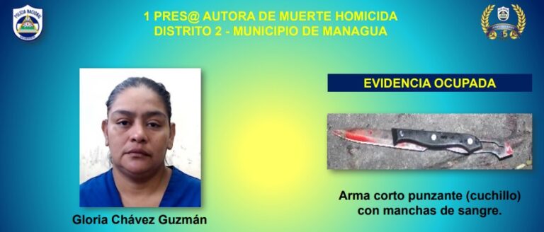 Policía Nacional presenta a mujer que  mató a su pareja en Managua y asesinos de veterinario granadino