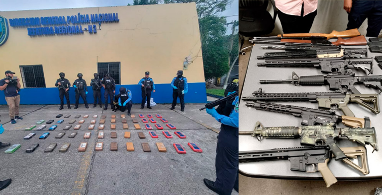 Decomisan 62 kilos de cocaína y 28 armas de fuego en Honduras