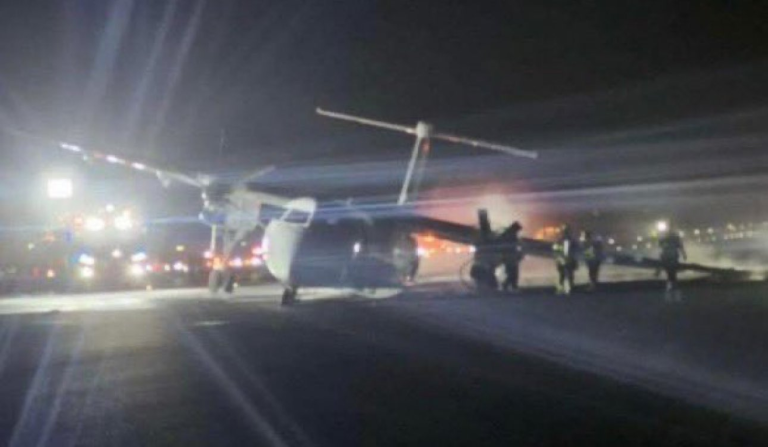 Avión se incendia tras dramático aterrizaje de emergencia con 80 pasajeros a bordo en Canadá