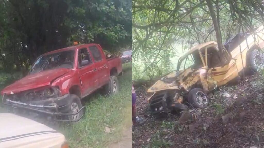 Dos heridos en colisión de camionetas en Carretera Sur