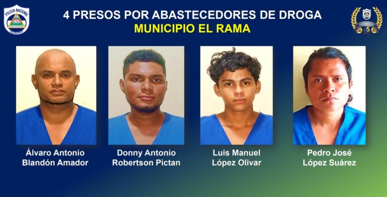 Cuarteto de pushers son detenidos con más de un kilo de cocaína en El Rama