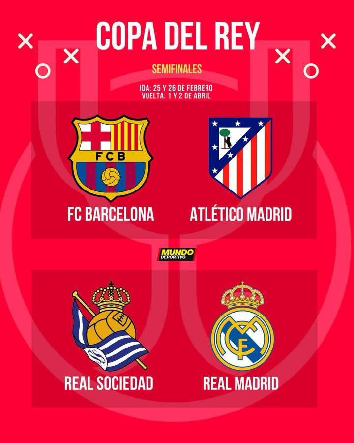 Semifinales de la Copa del Rey: Real Madrid vs Real Sociedad, Barcelona vs Atlético de Madrid