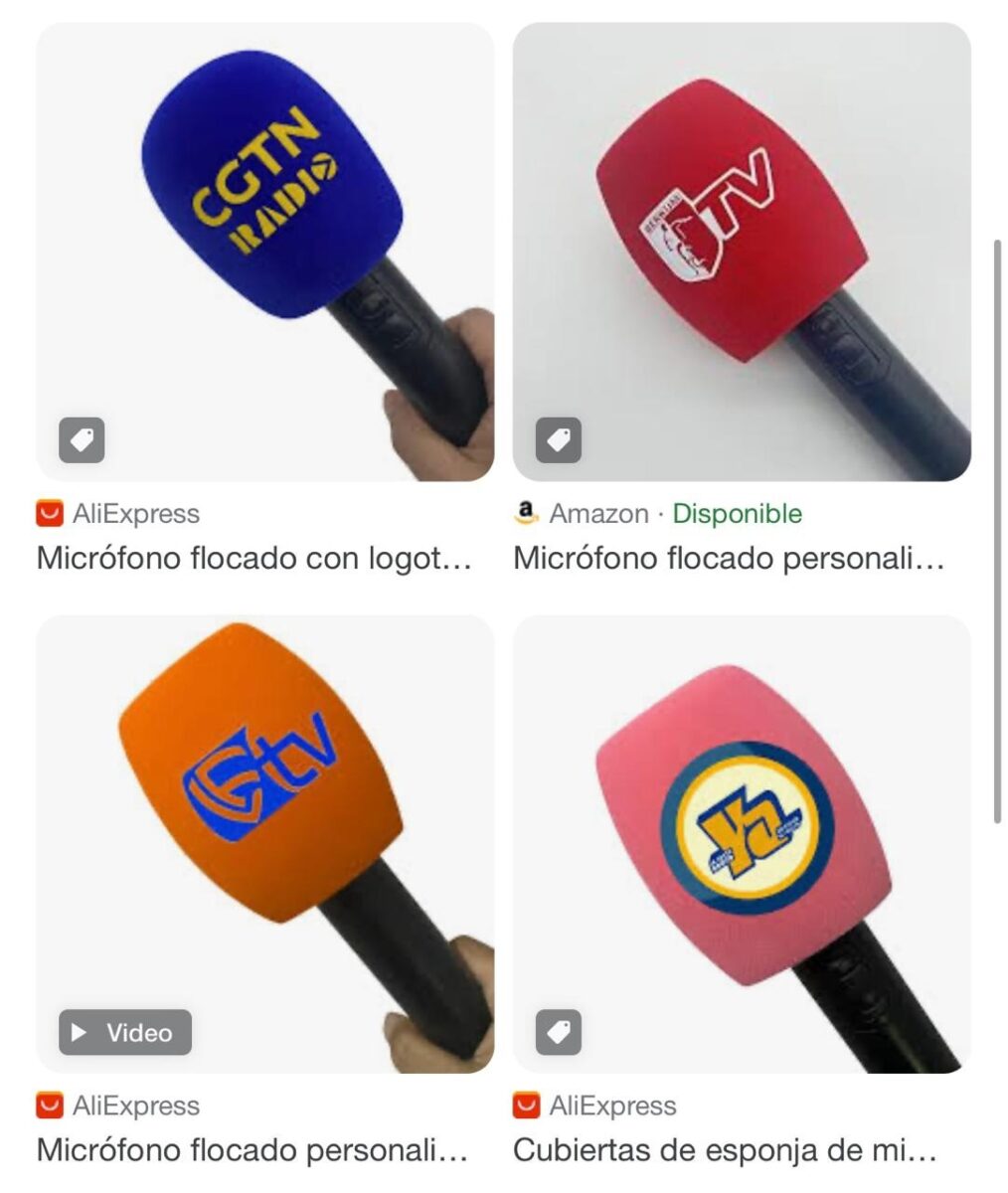 Esponjas para micrófono con el logo de Tu Nueva Radio Ya en venta en AliExpress