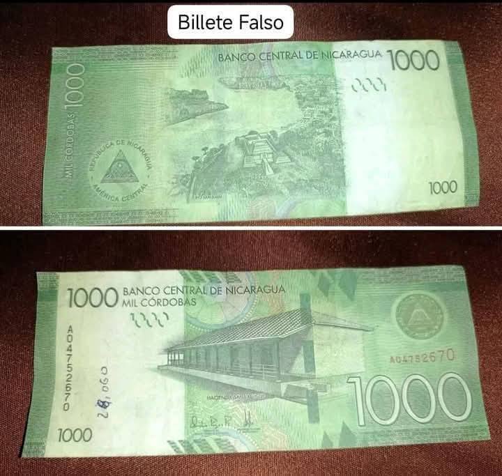 billetes falsos de mil cordobas