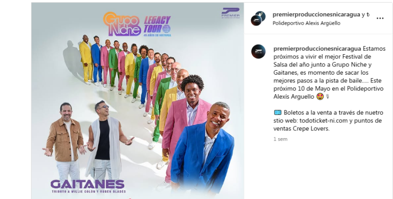 Grupo Niche y Los Gaitanes encenderán la noche en el Polideportivo Alexis Argüello