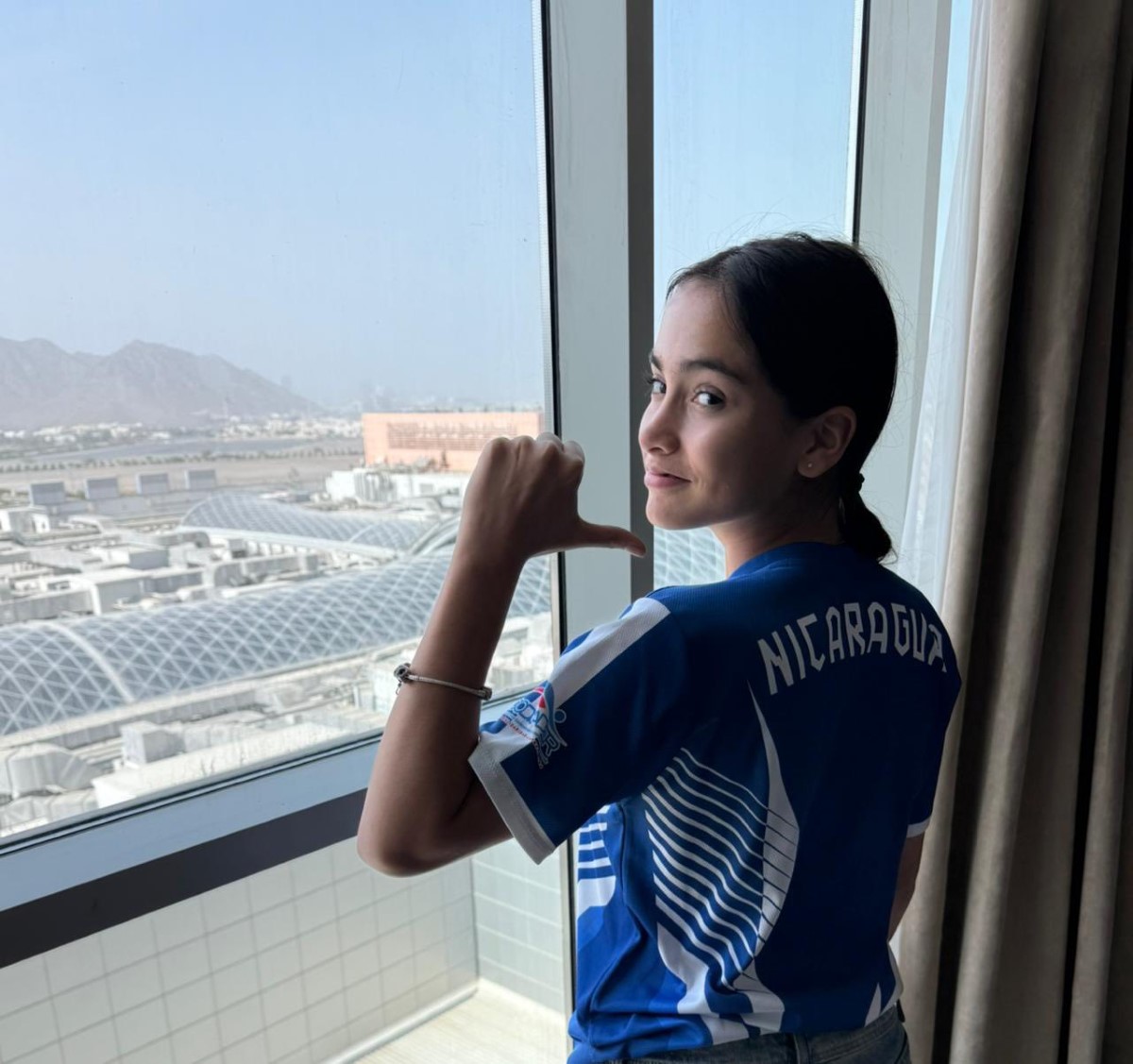 La atleta nicaragüense Crismel Hernández, de 13 años