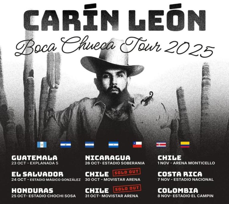 Carín León se presentará en Nicaragua el 26 de octubre en el Estadio Nacional Soberanía