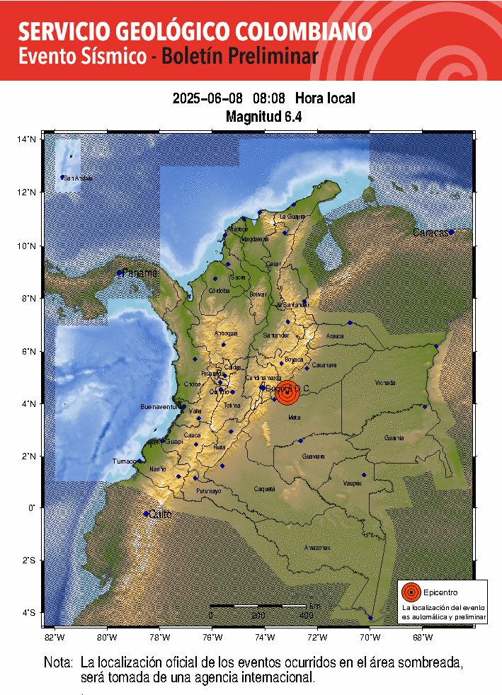 Terremoto de 6.4 casi en la capital de Colombia