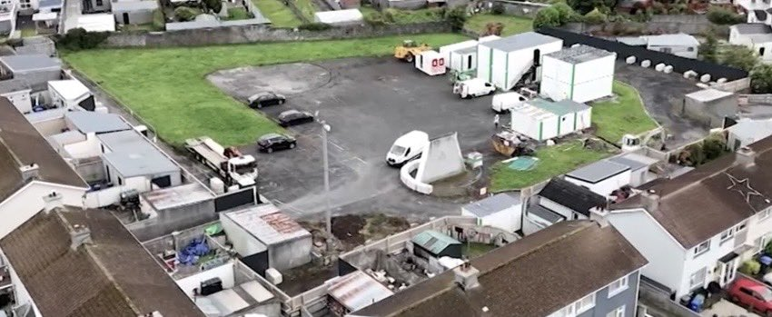 Esta es una vista aérea del sitio Tuam preparado para las obras de excavación