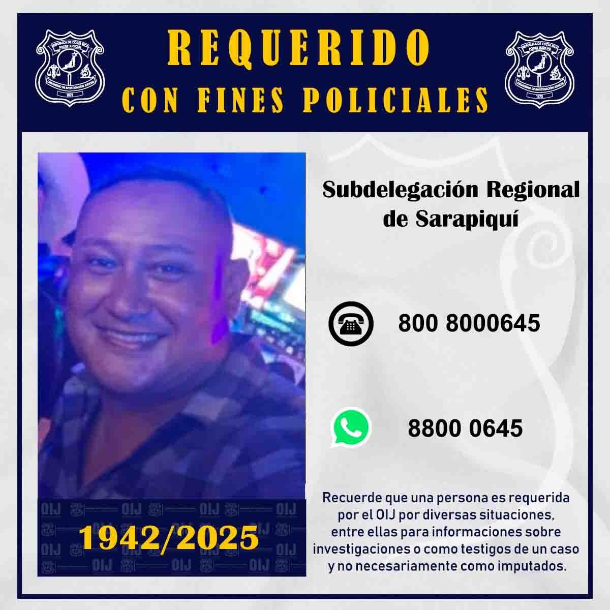 Buscan en Costa Rica al nica Pedro José González Gutiérrez
