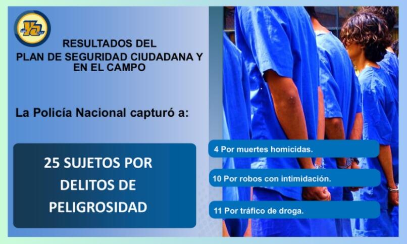 Captura de 24 delincuentes: seguridad y lucha contra drogas