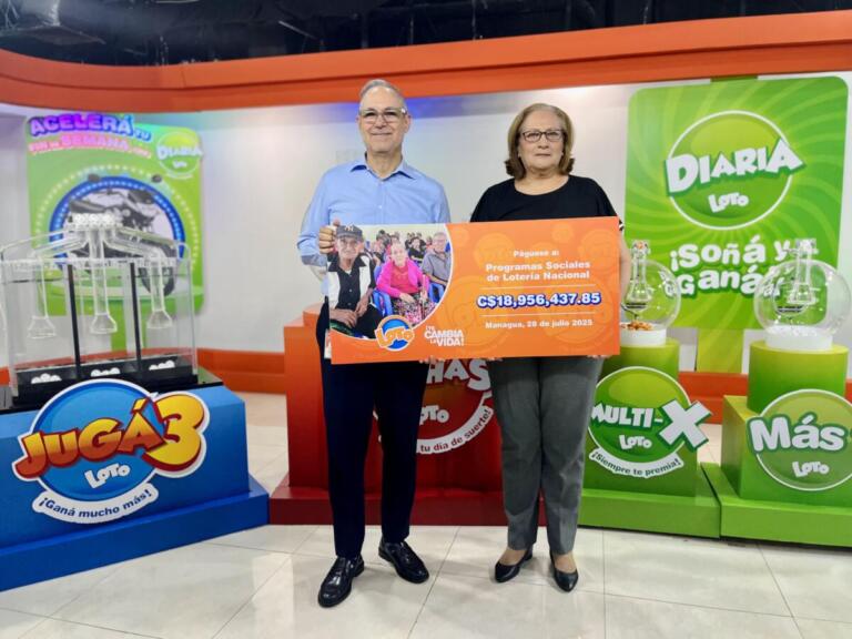 LOTO Nicaragua cierra primeros seis meses con 74 millones de córdobas entregados a programas sociales de Lotería Nacional