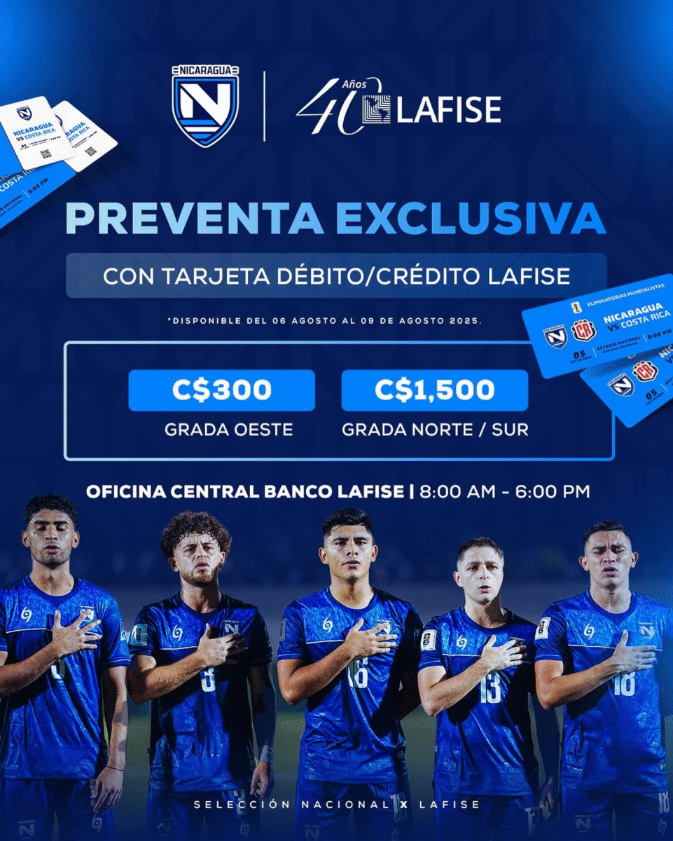 Boletos desde 300 Córdobas para el Nicaragua vs Costa Rica