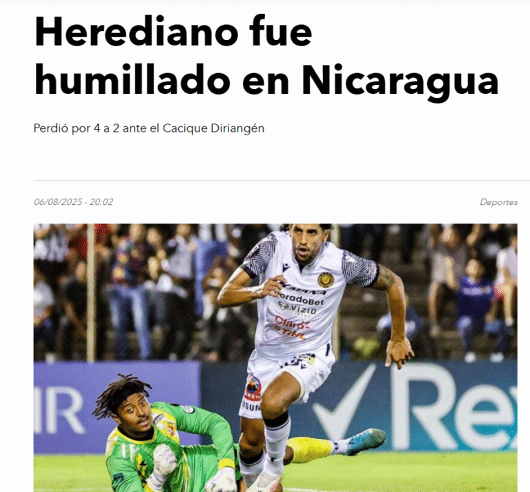 Diarios ticos explotan contra el Herediano por derrota ante Diriangén