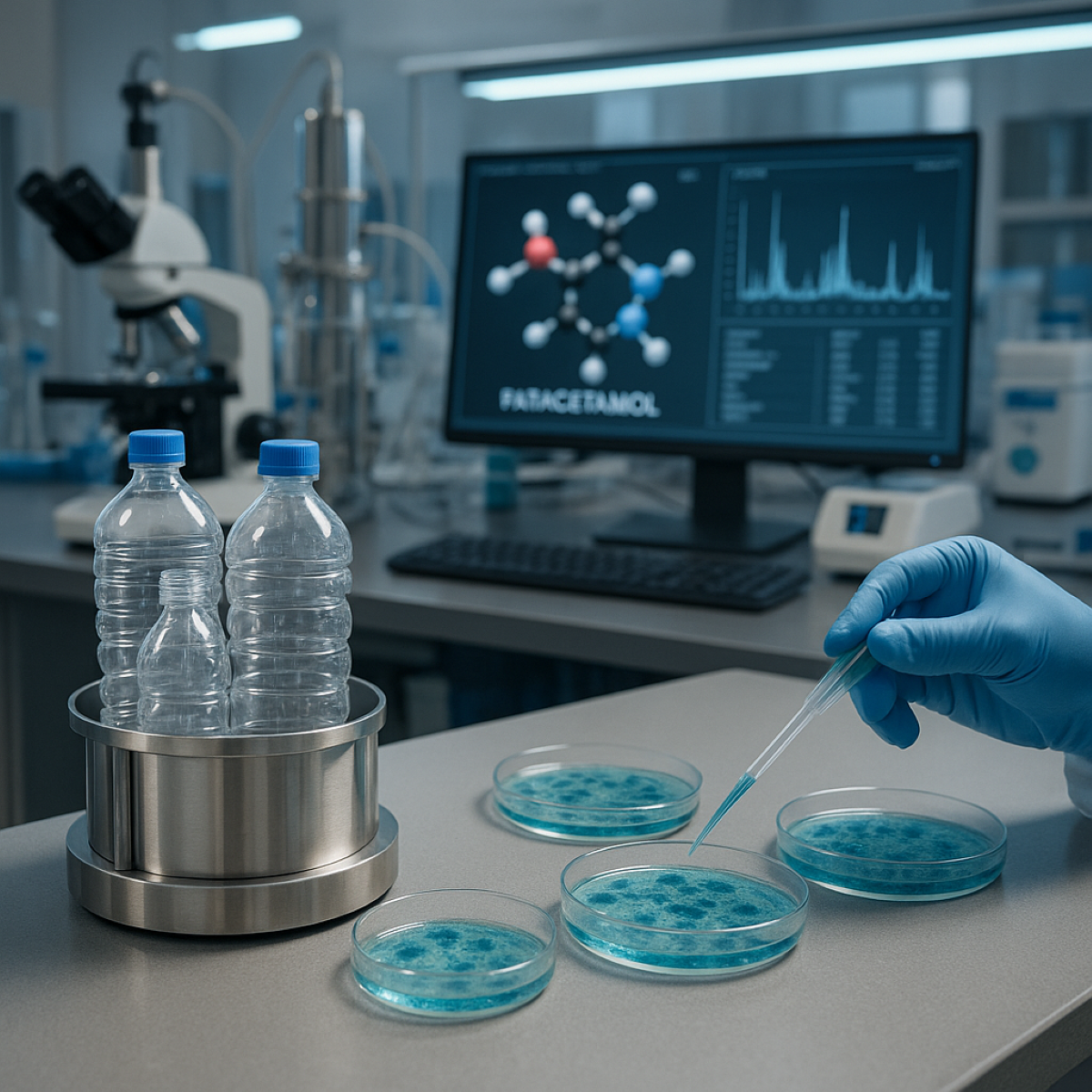 Bacteria E. coli modificada genéticamente convierte residuos plásticos en paracetamol con eficiencia del 92%