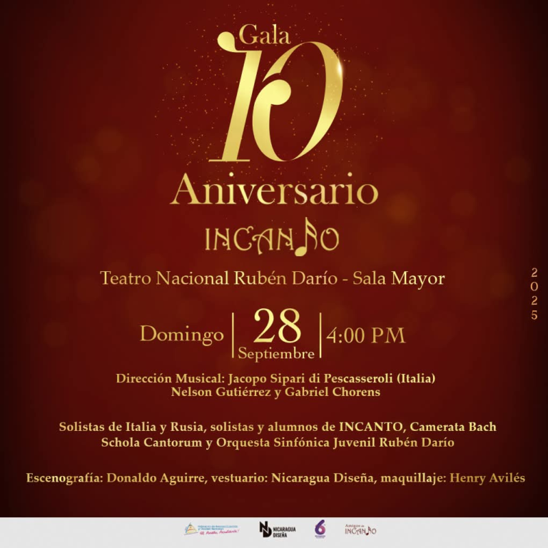 Incanto celebrará su 10º aniversario con una gala en el Teatro Nacional Rubén Darío